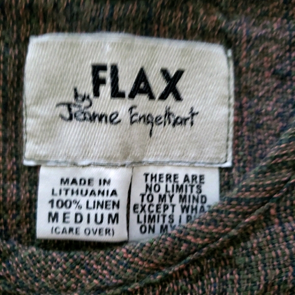 Moss green vtg 90s FLAX linen top heavyweave sz M - Picture 3 of 7